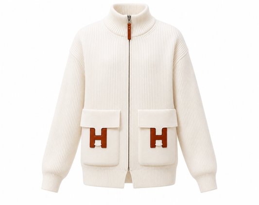 H-Style Ribbed Zip Cardigan