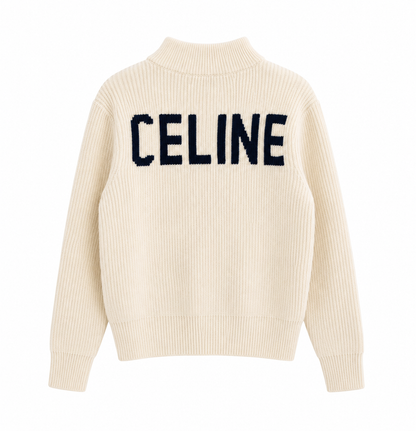 "CE" Knit Zip Cardigan
