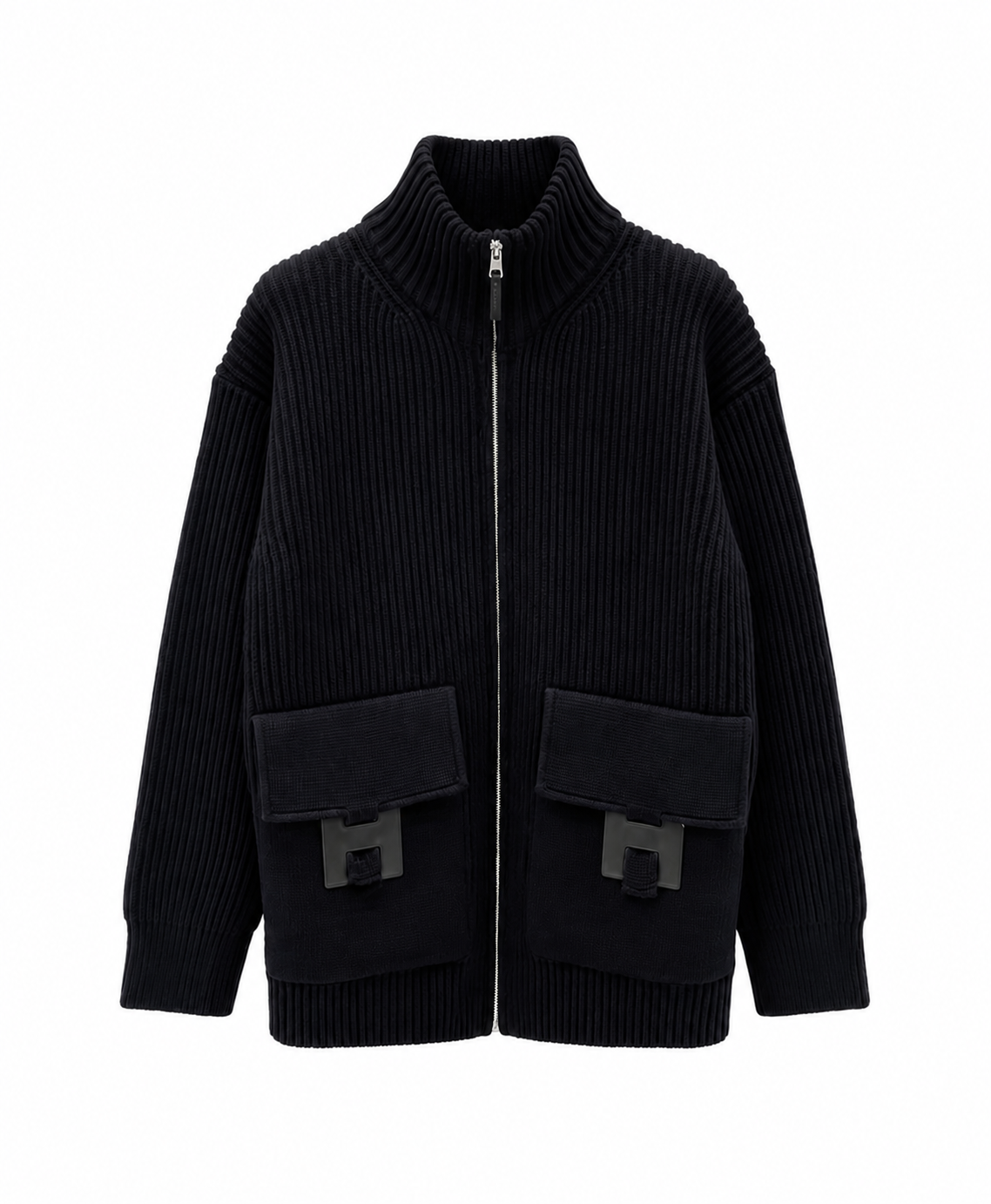 H-Style Ribbed Zip Cardigan