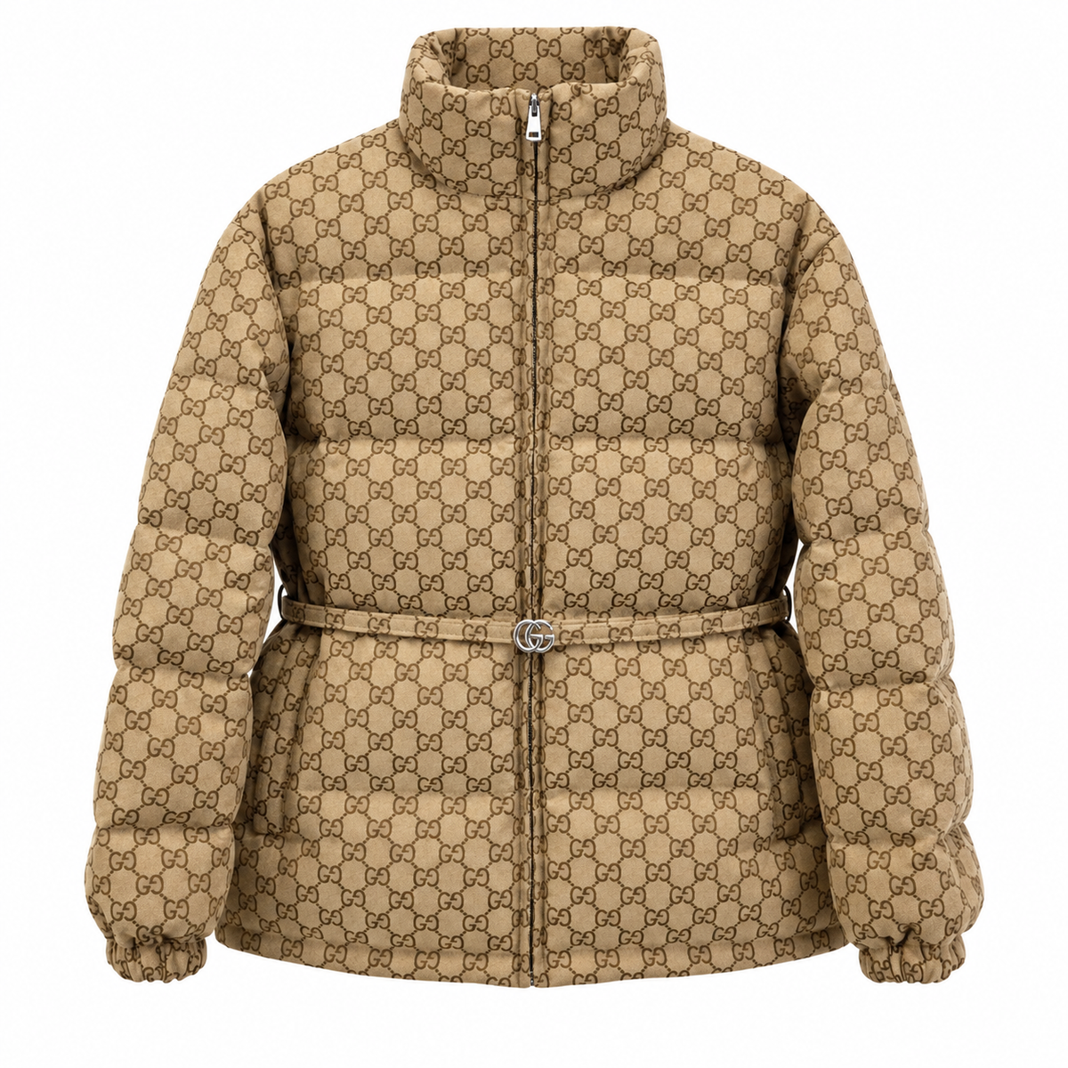 "GG" Monogram Belted Puffer Jacket