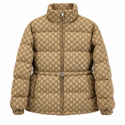 "GG" Monogram Belted Puffer Jacket
