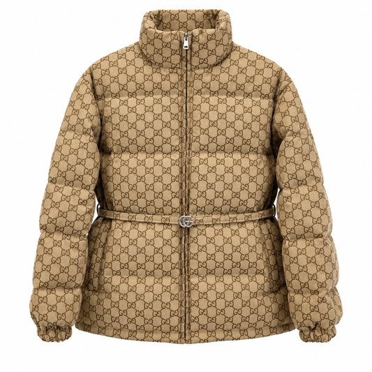 "GG" Monogram Belted Puffer Jacket