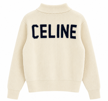 "CE" Knit Zip Cardigan