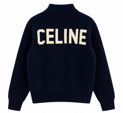"CE" Knit Zip Cardigan