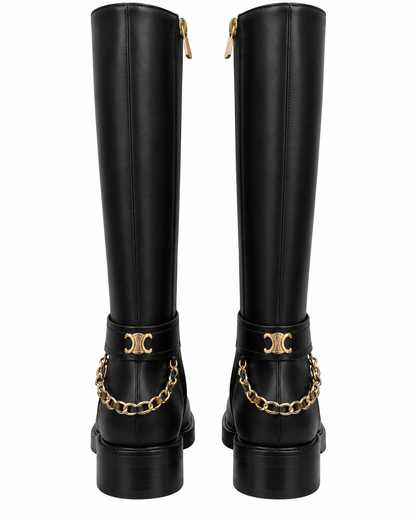 Chanel Calfskin Knee-High Chain Boots