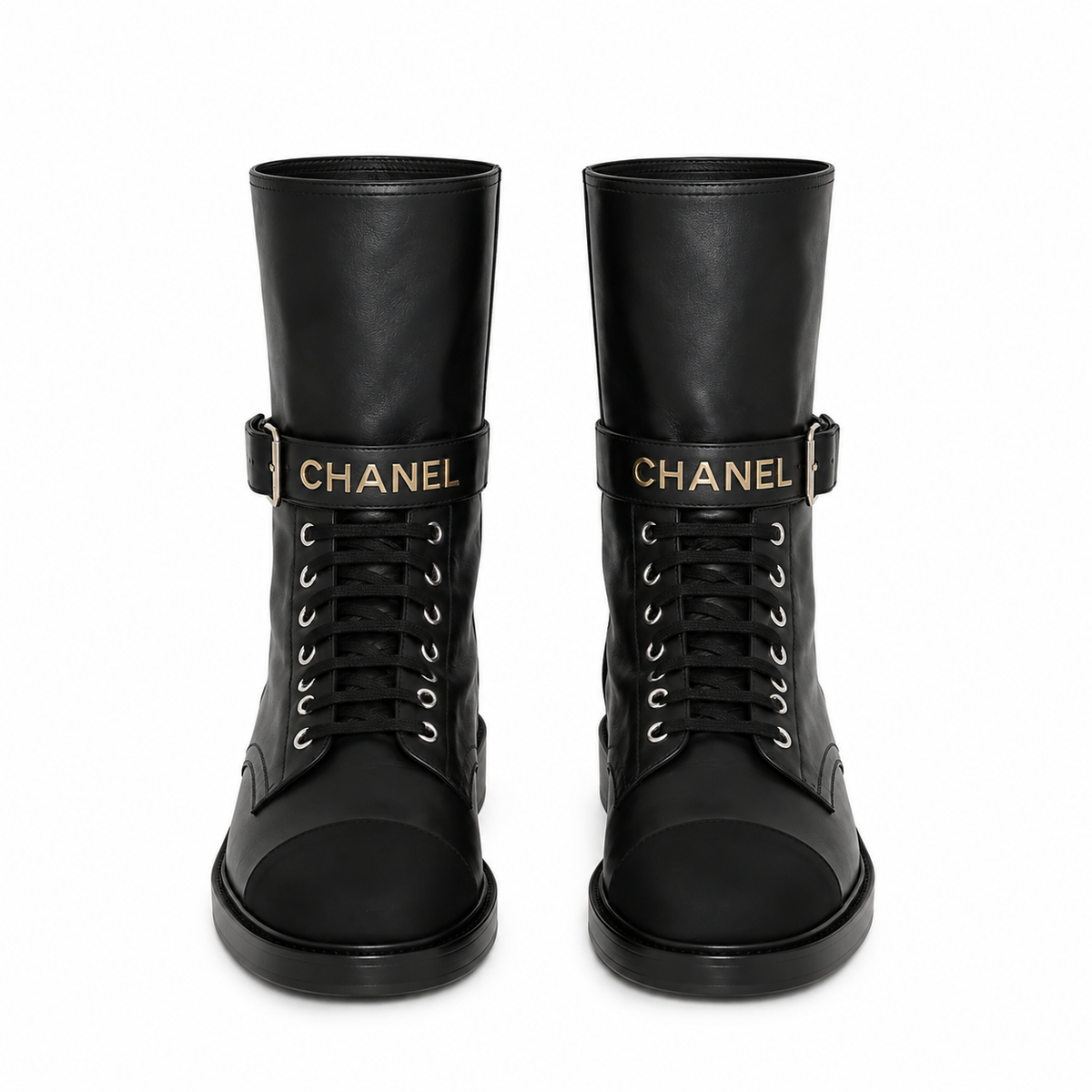 "CC" Shiny Calfskin Boots