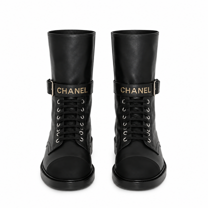 "CC" Shiny Calfskin Boots