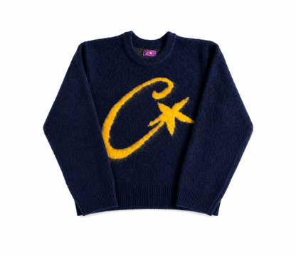 "Corteiz" C Star Mohair Dark Blue