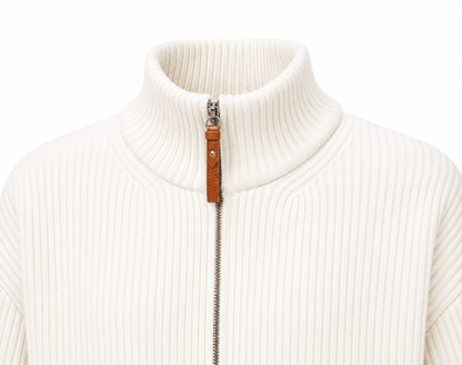 H-Style Ribbed Zip Cardigan